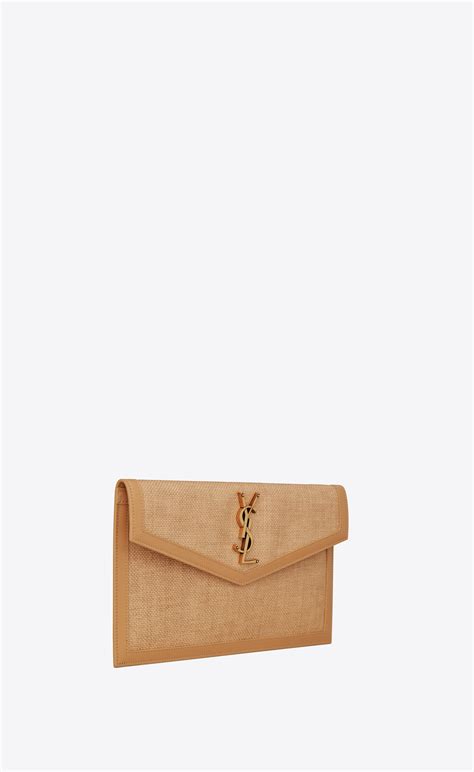 uptown pouch in micro raffia